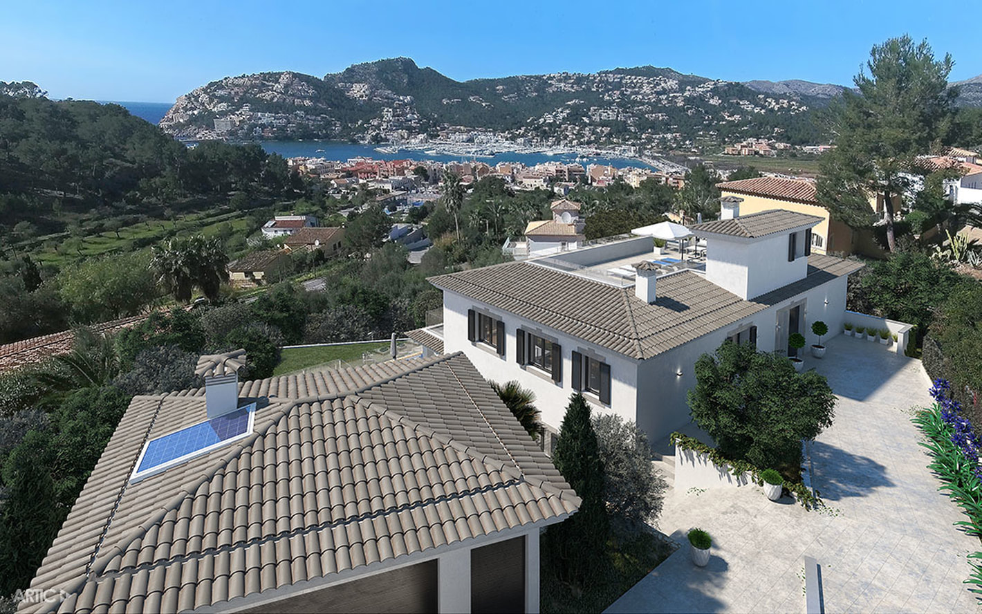 Render e integración de una vivienda unifamiliar en Andratx, Mallorca