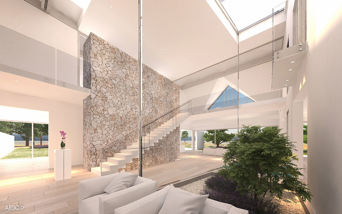 Render interior villa de lujo para arquitecto Dietmar K. Teich
